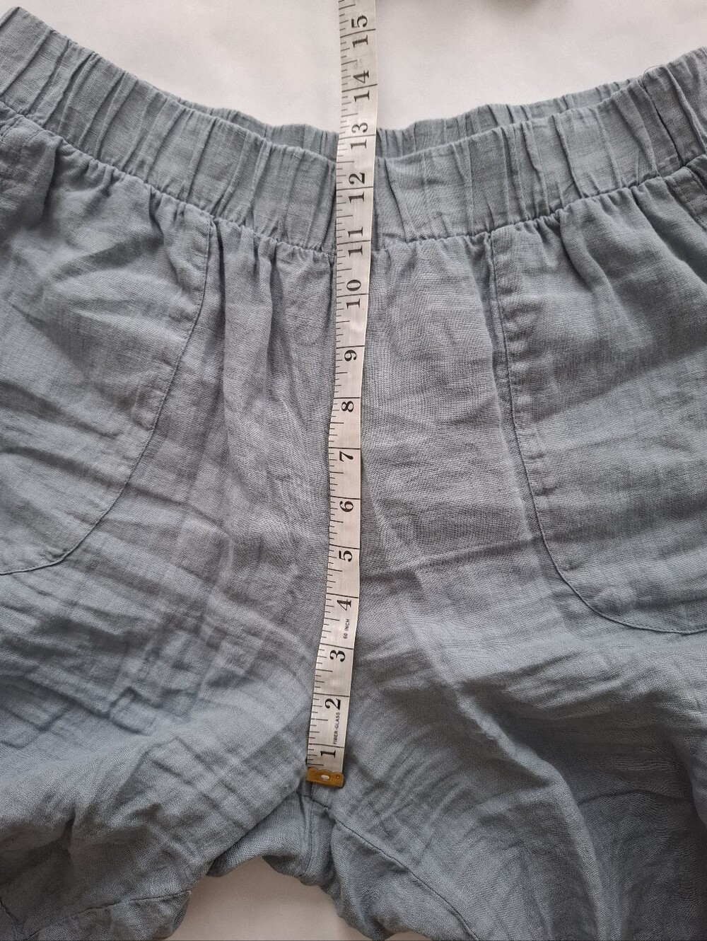 Flax Soft Blue Linen Elastic-Waist Bermuda Shorts SZ M - Picture 9 of 9